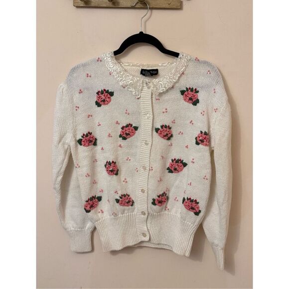 Vintage Floral Coquette Cardigan Sweater S - Picture 1 of 7